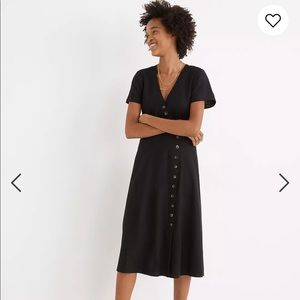 Madewell Linen-Blend Button-Wrap Dress, size 4